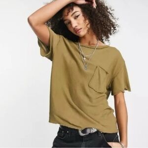 Free People Olive Short Sleeve Tee